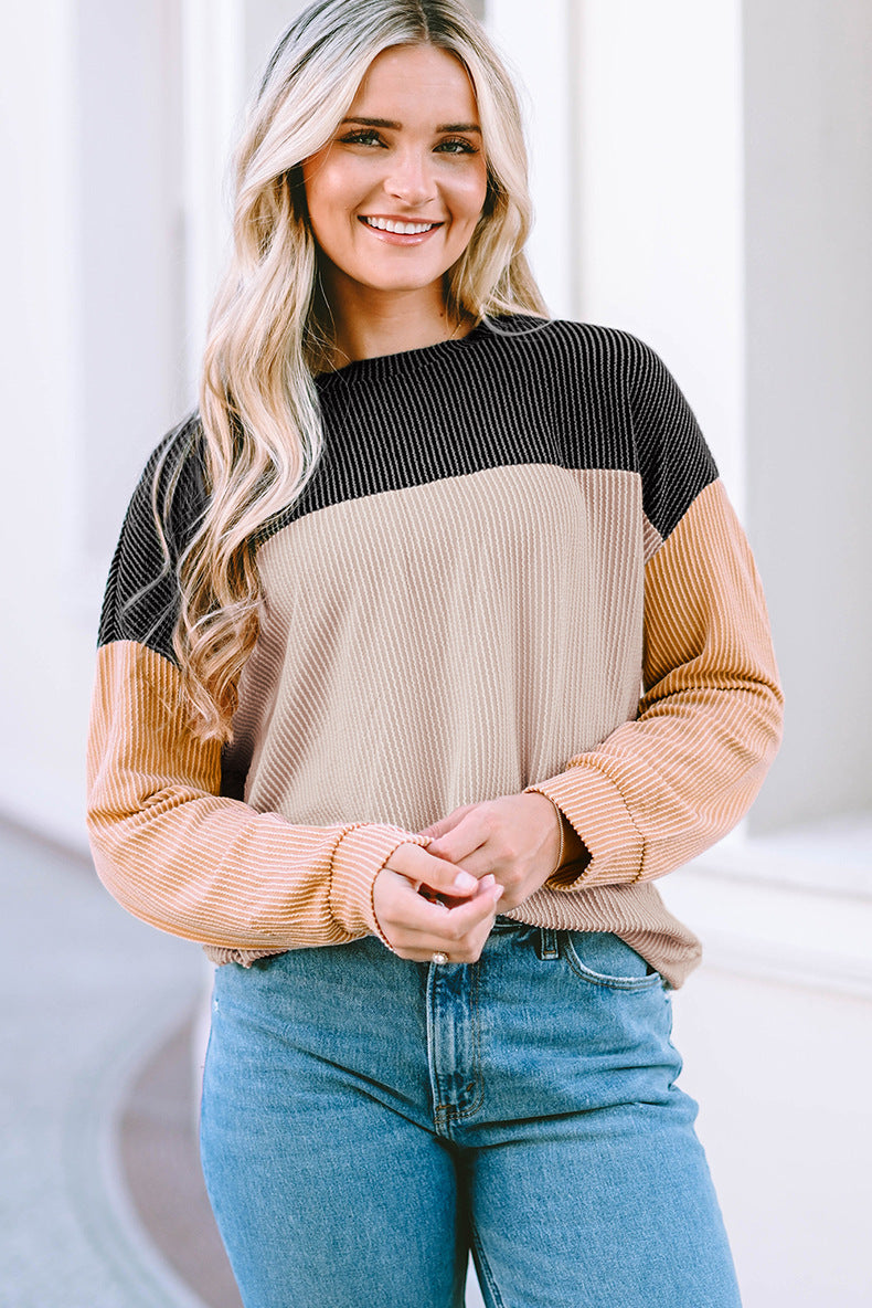 Pull-over décontracté en tricot côtelé colour block pour femme Berg-Feldt