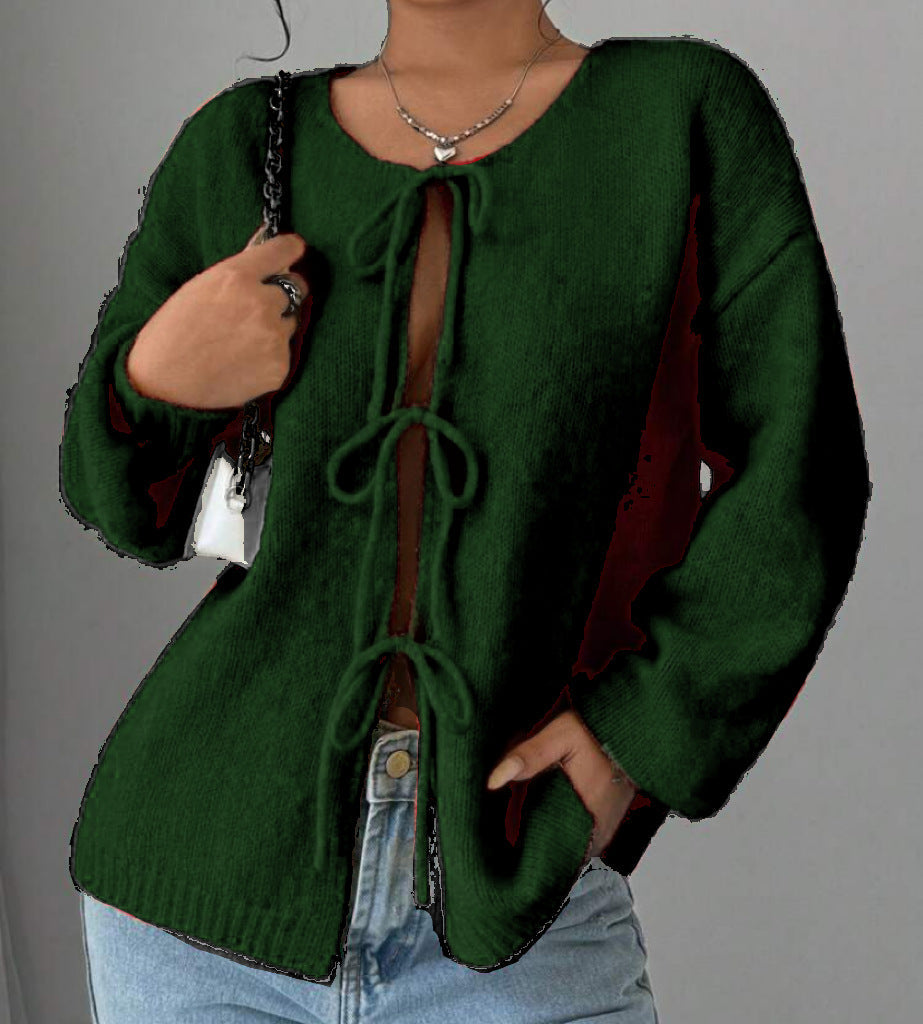 Damen Oversized Strickpullover mit dekorativem Schnürdetail Berg-Feldt