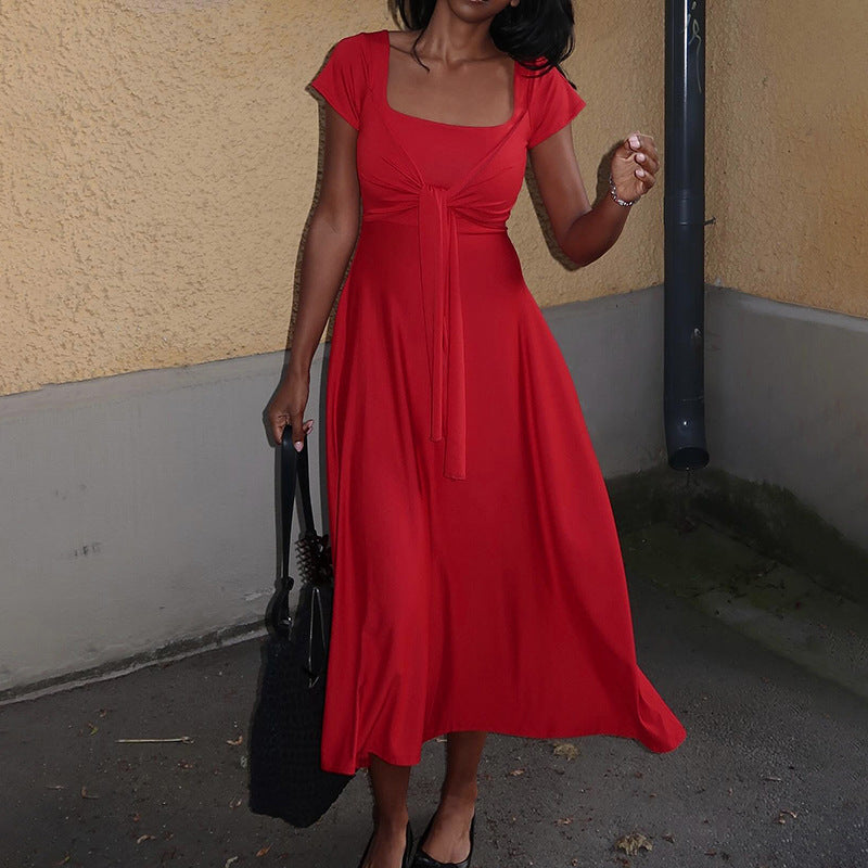 Robe midi cache-cœur à encolure carrée élégante pour femme par berg-feldt