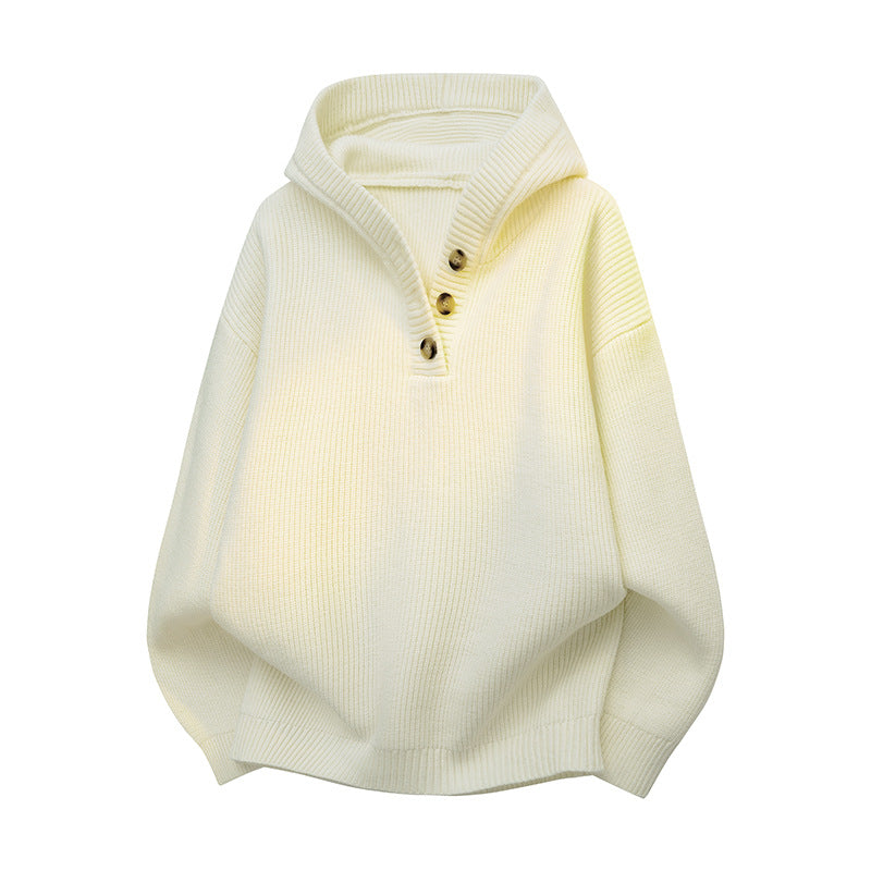 Damen-Strickpullover mit halbem Reißverschluss und Zierknöpfen aus Holz Berg-Feldt