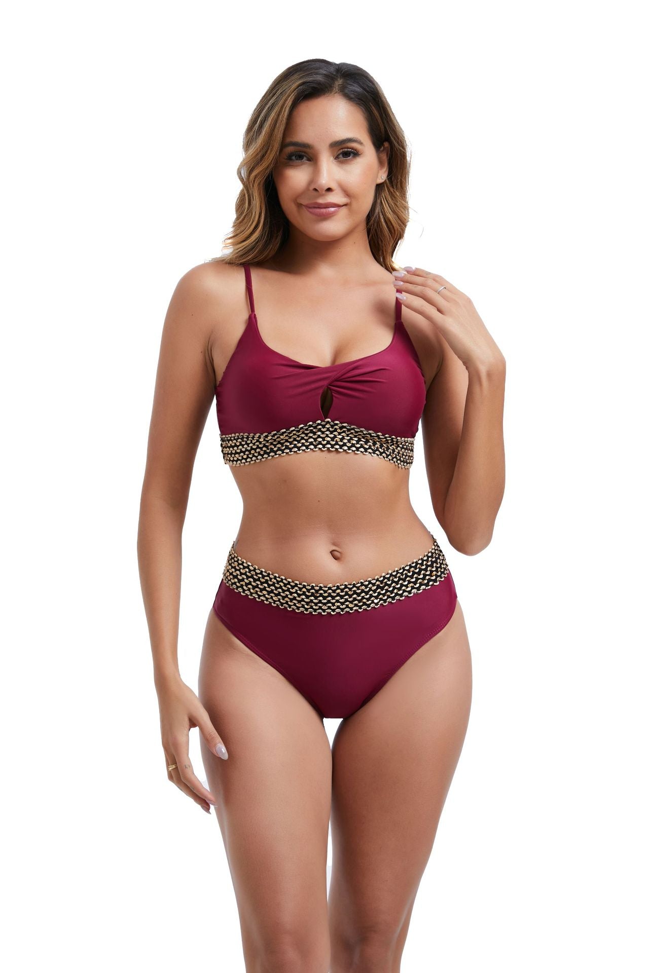 Maillots de bain deux pièces pour femme, motif nœud tendance et ceinture large, de berg-feldt