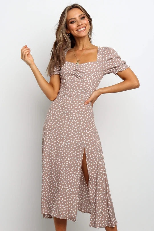 Robe midi pour femme à col carré et ourlet fluide berg-feldt