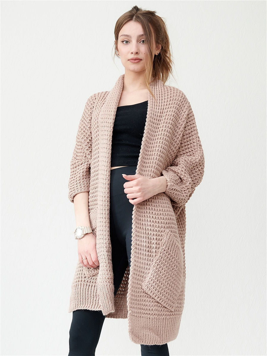 Berg-Feldt | Strickjacke - Oversized Fit - Offene Vorderseite - Gerippte Kanten - Große Taschen