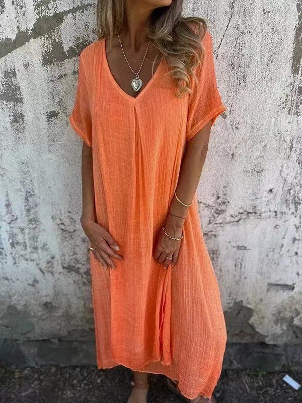 Robe légère berg-feldt pour femme avec col en V et jupe fluide