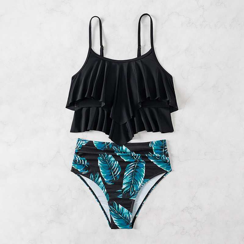 Ensemble maillot de bain femme Berg-Feldt, taille haute échancrée avec volants opulents
