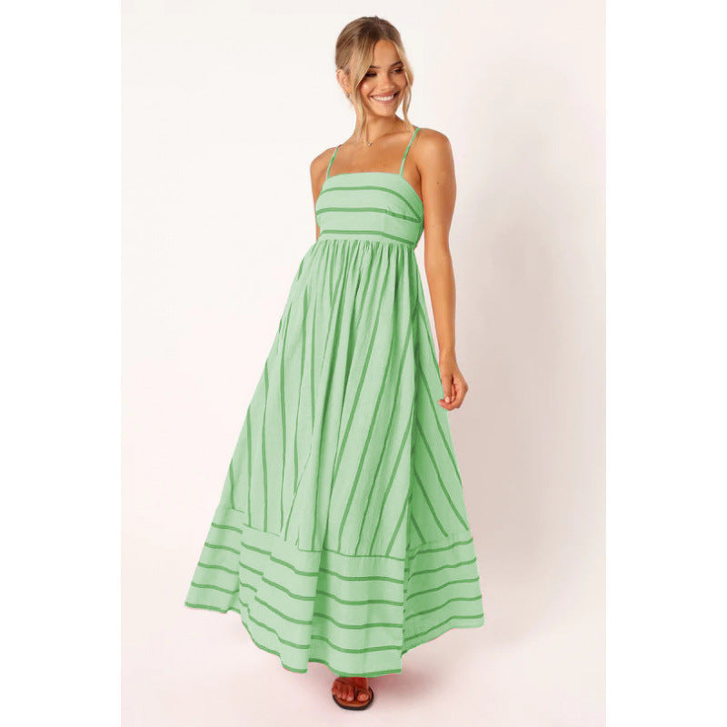 Robe longue femme à fines rayures et taille élastique Berg-Feldt