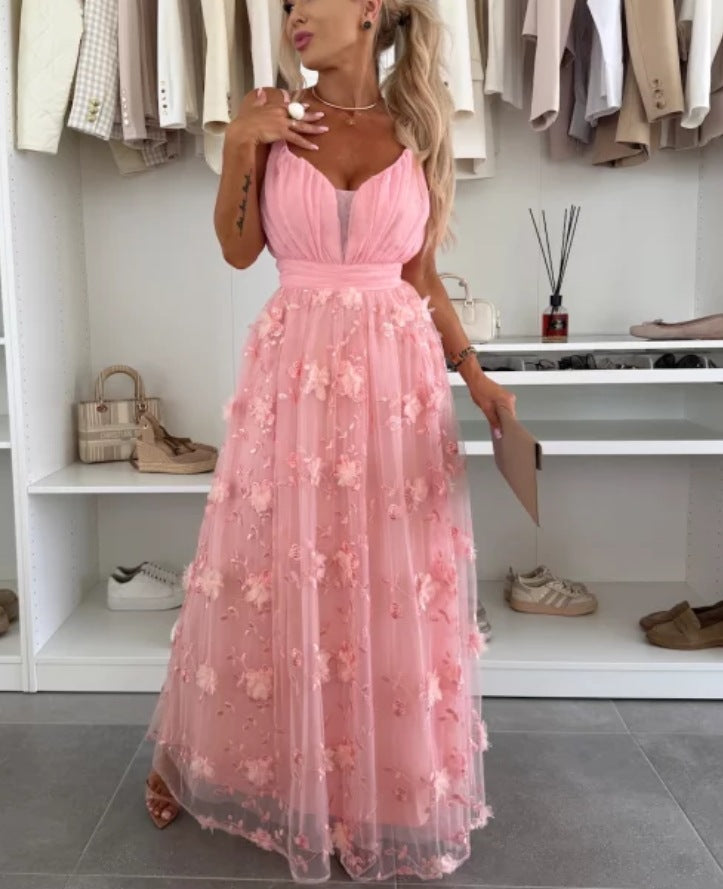 Elegantes Maxikleid für Damen mit Blumenmuster und transparenter Überlage von berg-feldt