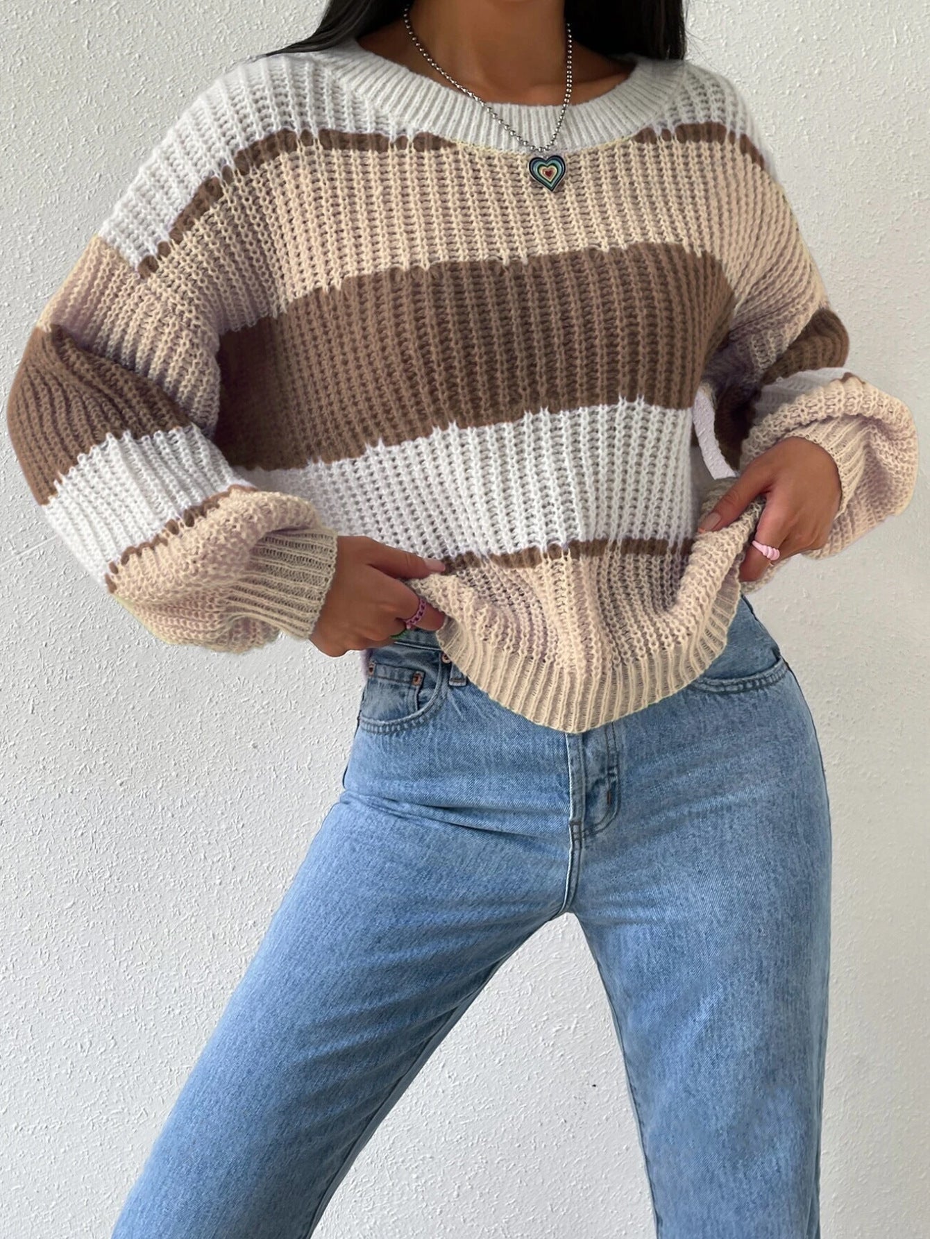 Berg-Feldt | Pullover Pullover Grobstrick Übergröße Fit Langarm Freizeit Crew Neck