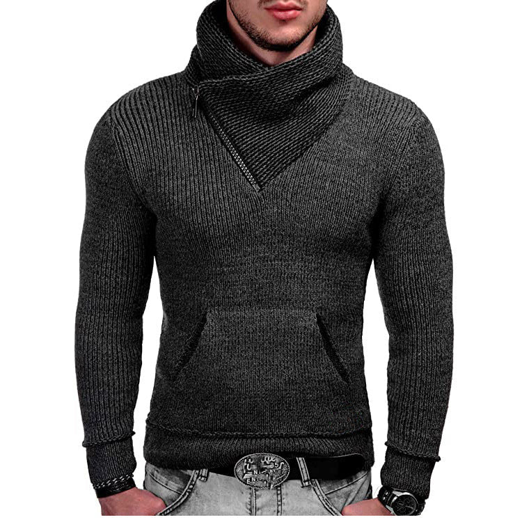Sweat à capuche à manches longues pour homme avec fermeture éclair asymétrique et motif tricoté structuré Berg-Feldt