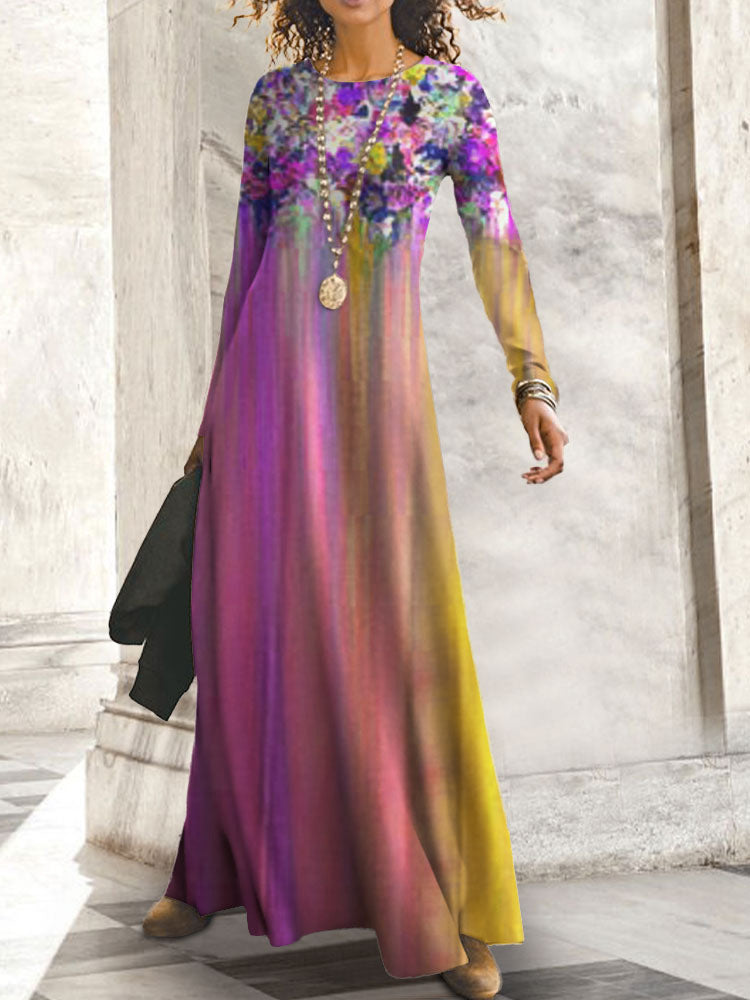 Robe longue à manches longues et motif floral Berg-Feldt pour femme