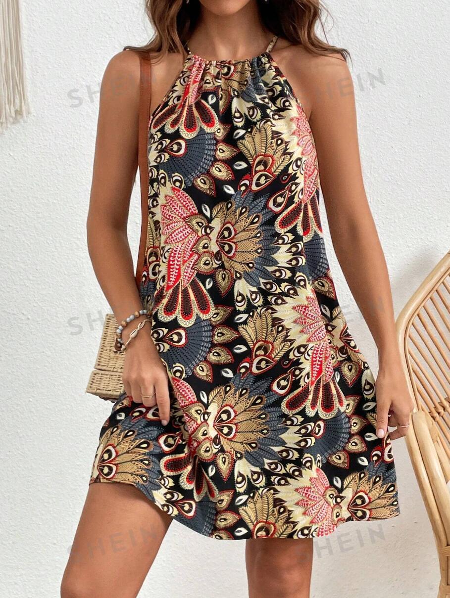 Robe dos nu bohème pour femme avec motif coloré et taille élastique de berg-feldt