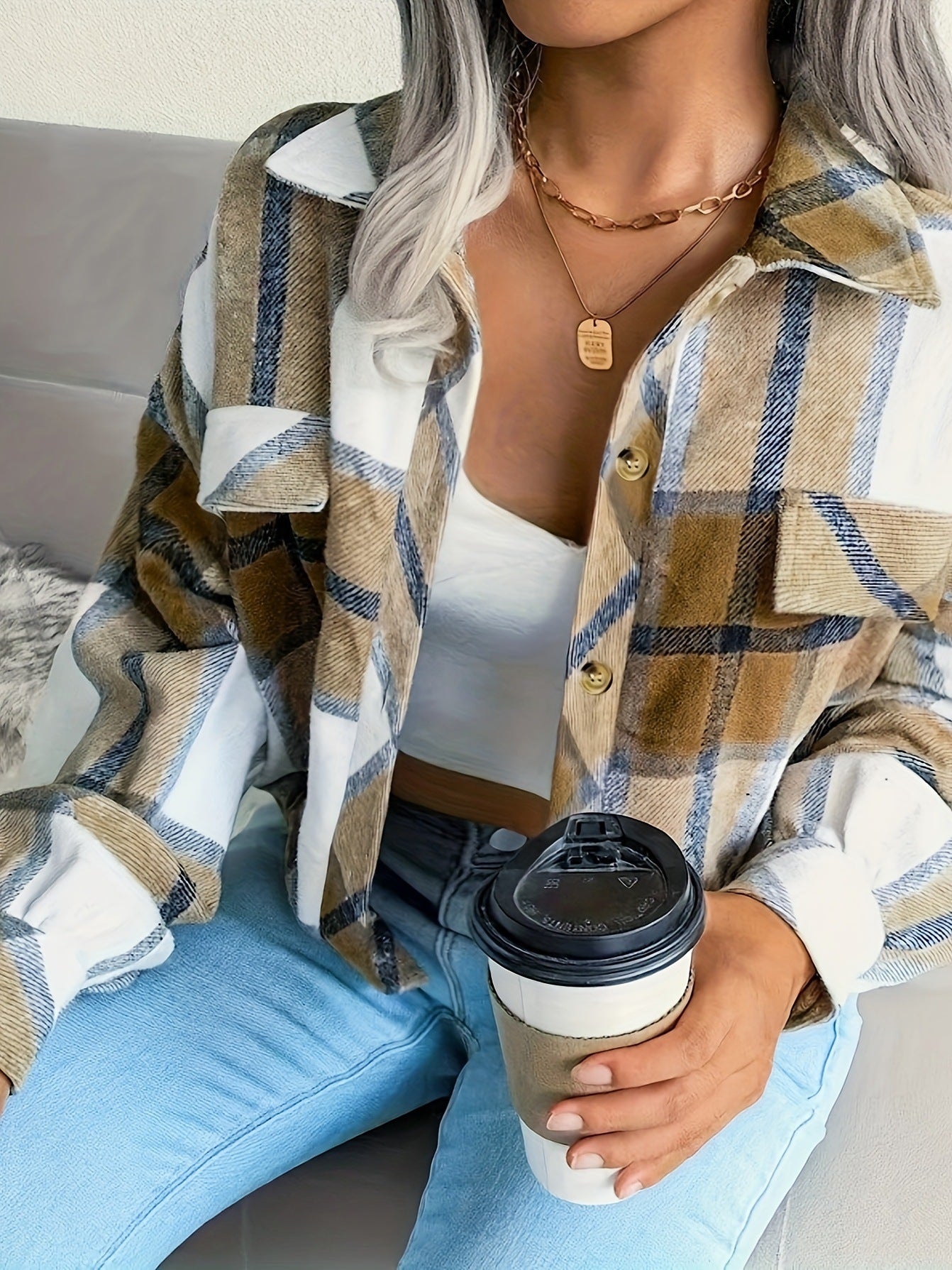 Chemise-veste à carreaux pour femme Berg-Feldt