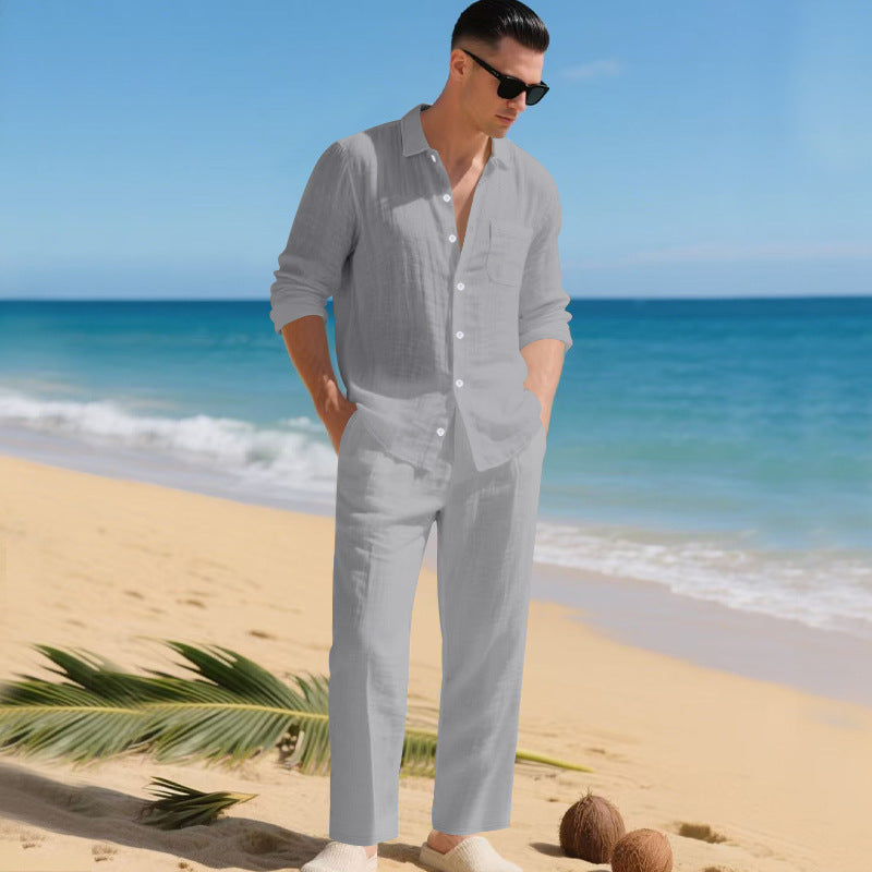 Herren leichtes Leinen-Outfit mit stilvollem Hemd und eleganter Hose Berg-Feldt