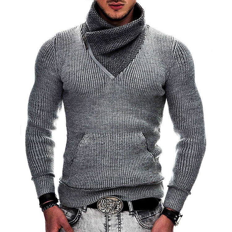 Sweat à capuche à manches longues pour homme avec fermeture éclair asymétrique et motif tricoté structuré Berg-Feldt