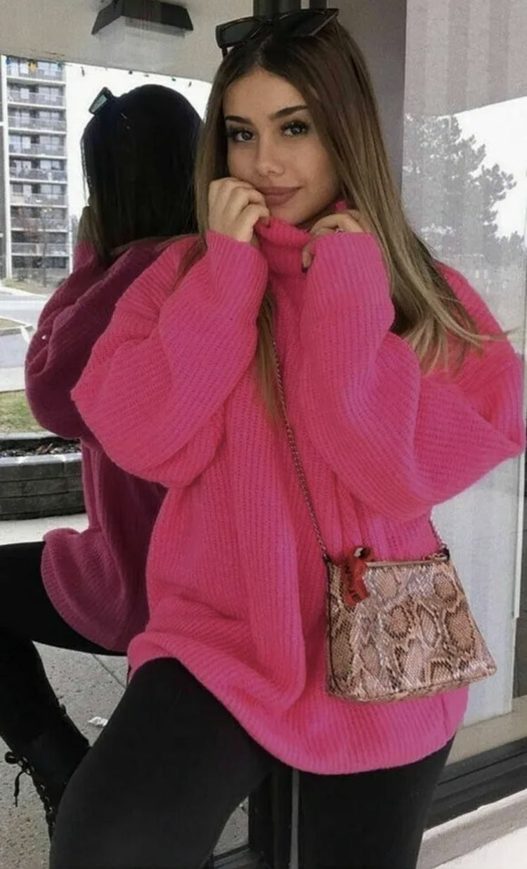 Damen Oversized-Strickpullover mit hohem Kragen und lässigem Schnitt Berg-Feldt