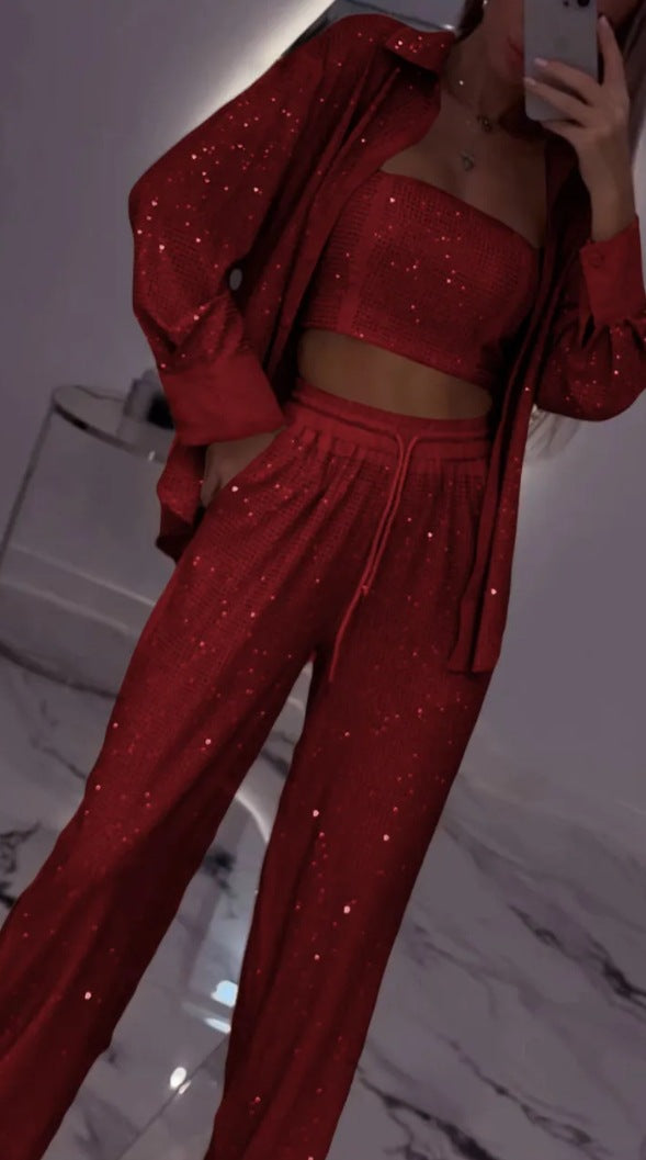Loungewear Set for Women: Glittery Top & Elastic Trousers by berg-feldt
