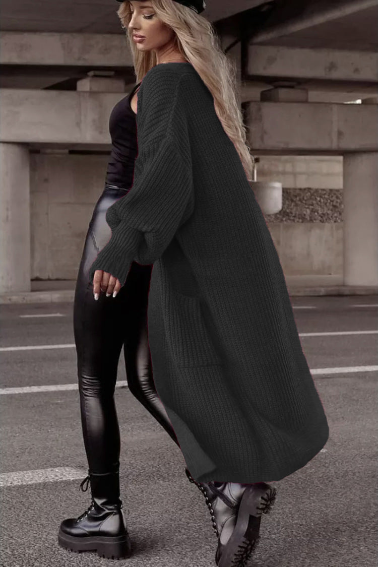 Gilet en grosse maille pour femme, style décontracté et ample, avec de grandes poches Berg-Feldt