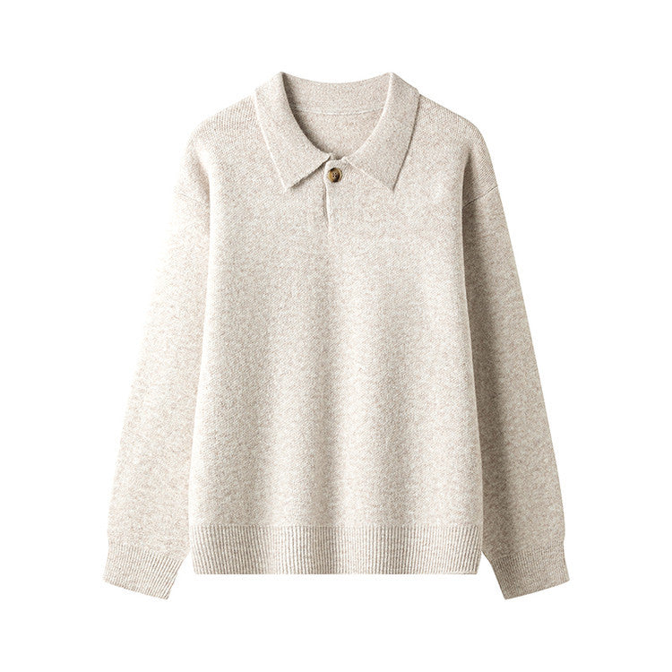 Damen-élégant pull en maille avec col polo et boutons Berg-Feldt