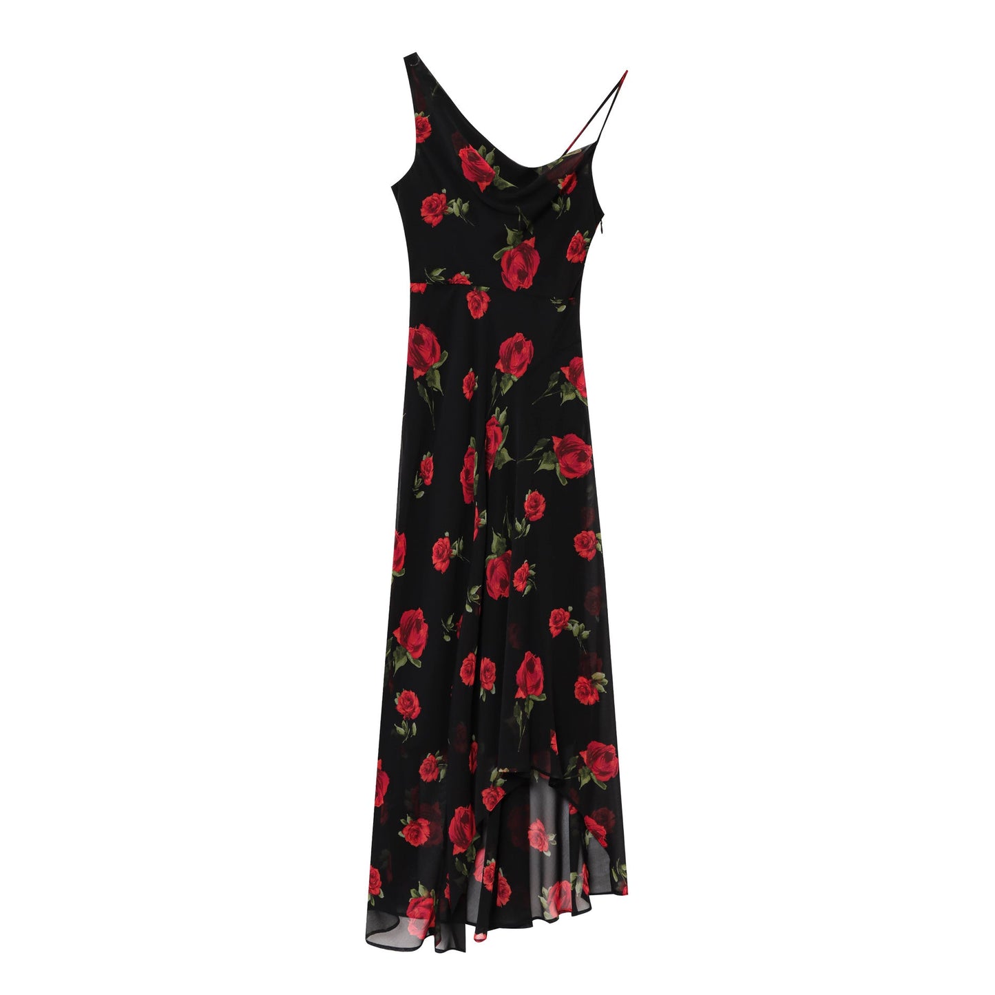 Maxikleid für Damen mit Blumenmuster und asymmetrischem Saum von berg-feldt