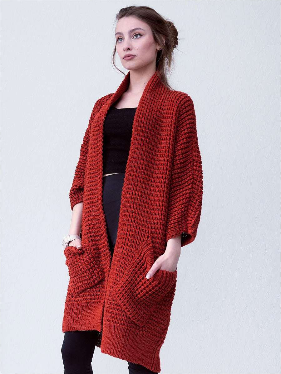 Berg-Feldt | Strickjacke - Oversized Fit - Offene Vorderseite - Gerippte Kanten - Große Taschen