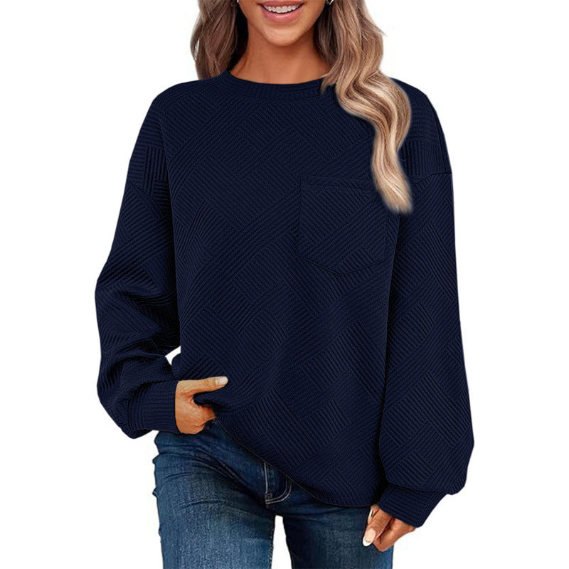 Pull décontracté pour femme avec motif texturé et poche poitrine pratique Berg-Feldt