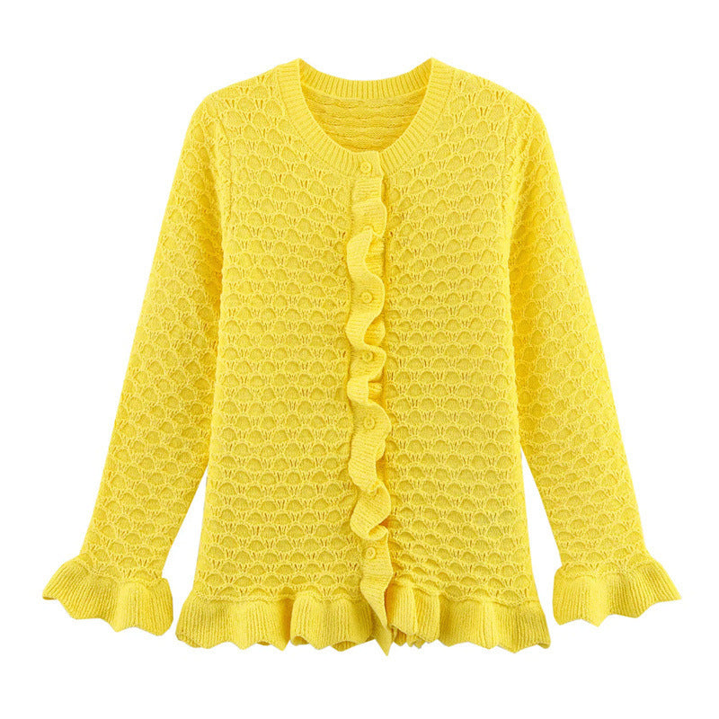 Damen Strickjacke mit Rüschendetails und Knopfleiste Berg-Feldt