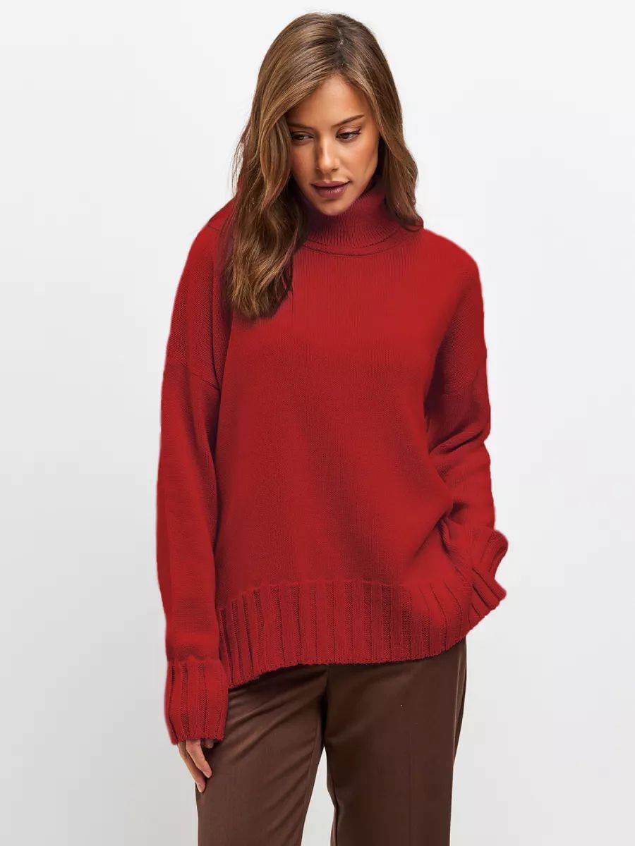 Grand pull en maille col montant avec fentes latérales berg-feldt pour femme