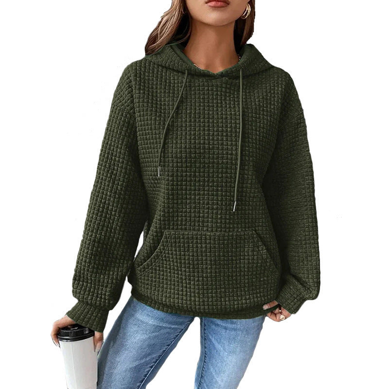 Sweat à capuche gaufré pour femme avec poche kangourou et coupe décontractée Berg-Feldt