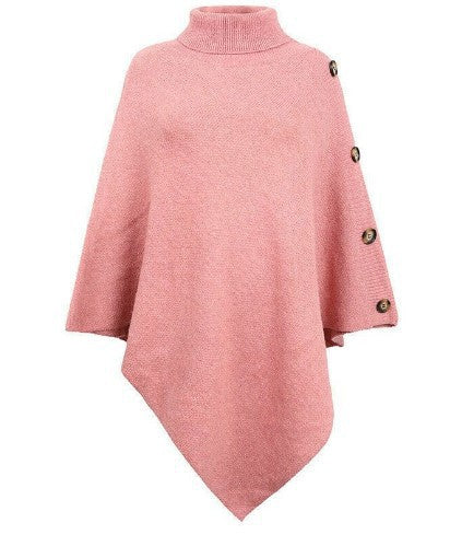 Poncho en maille pour femme avec col montant et détails de boutons décoratifs Berg-Feldt