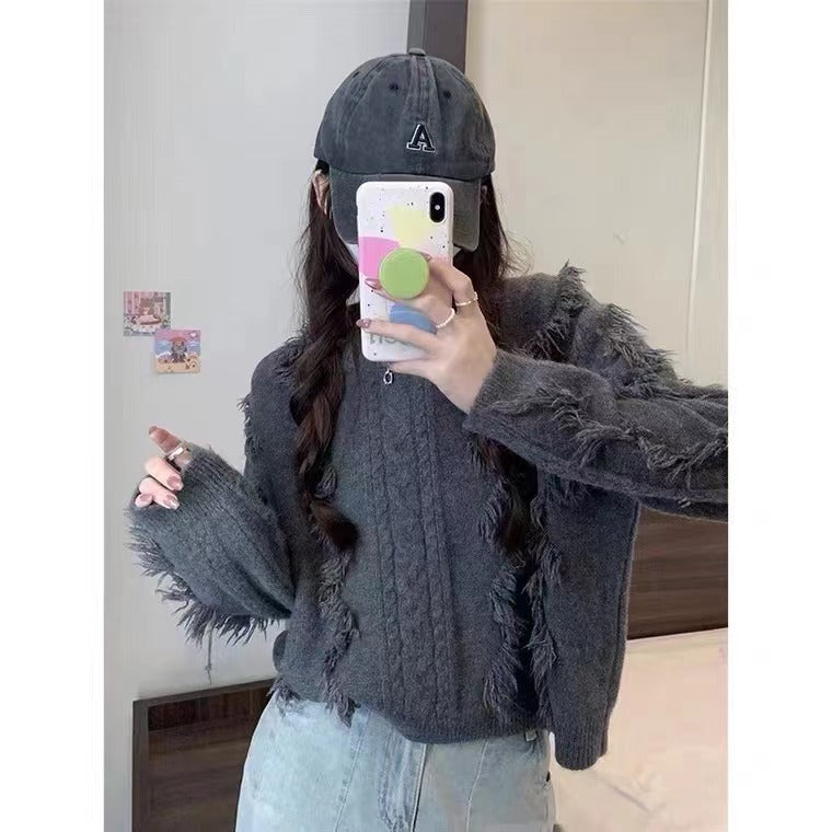Pull-over en maille épaisse pour femme, à détails frangés et coupe décontractée Berg-Feldt