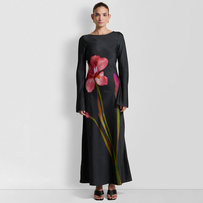Robe longue femme à imprimé floral et manches longues Berg-Feldt