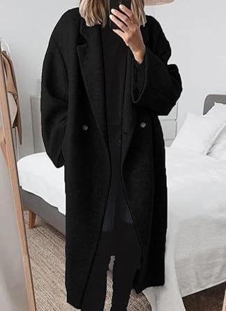 Damen Oversized Bouclé-Mantel mit doppelter Knopfleiste Berg-Feldt