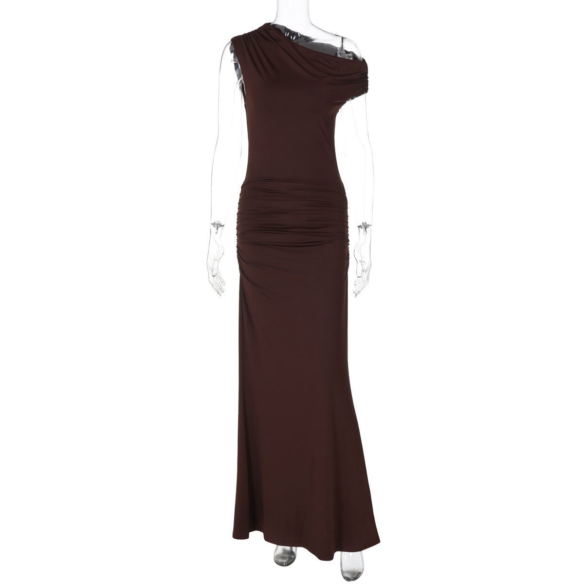 Longue robe élégante pour femme avec épaule asymétrique et volants sophistiqués de berg-feldt