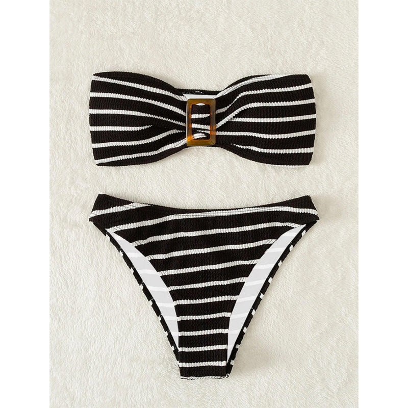 Ensemble de bikini pour femme rayé avec boucle décorative par berg-feldt
