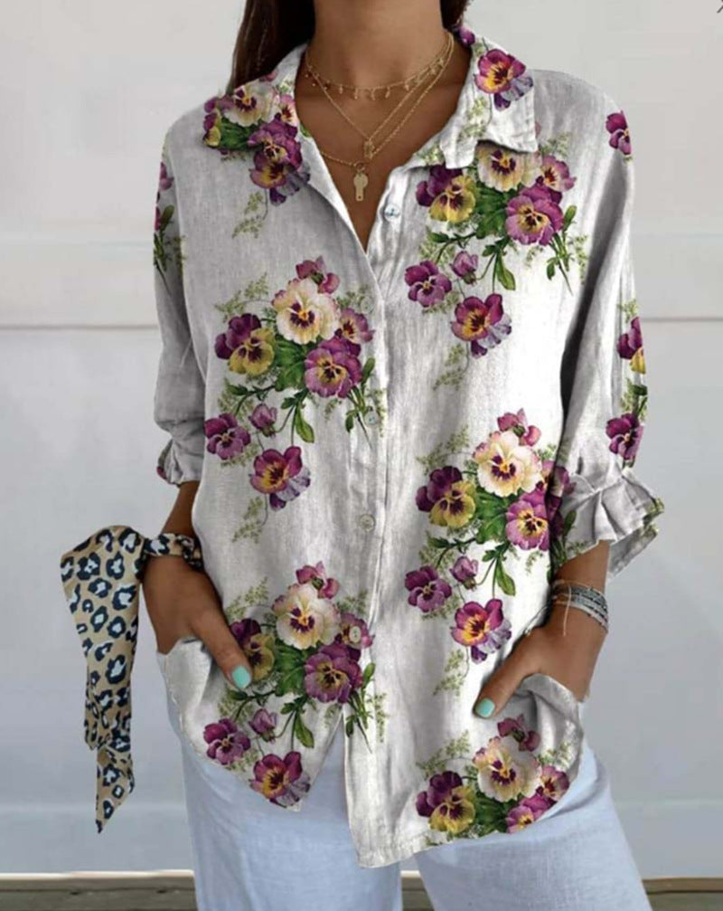 Blouse pour femme en lin avec détails floraux de berg-feldt