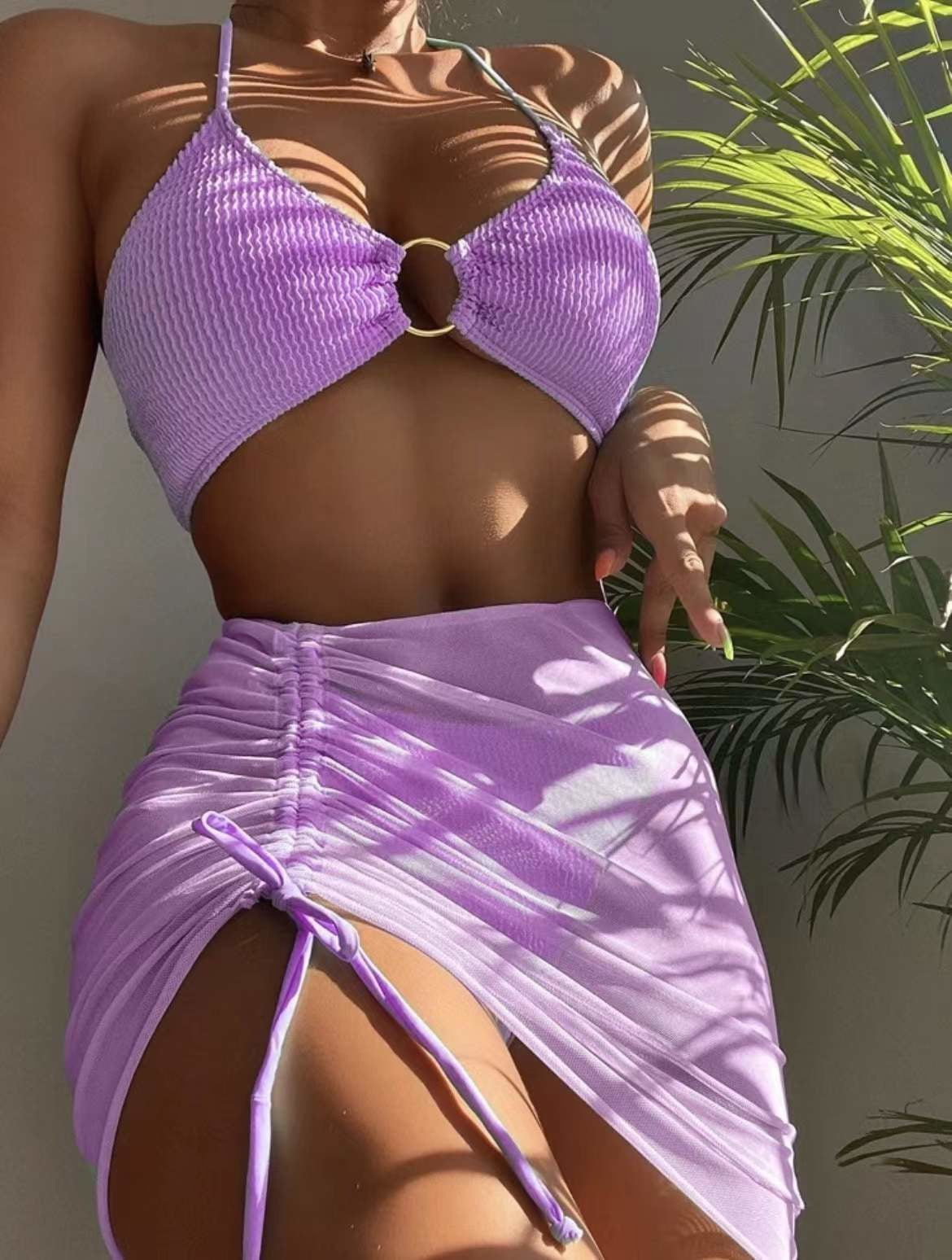Haut de maillot de bain femme Berg-Feldt avec fronces et anneau