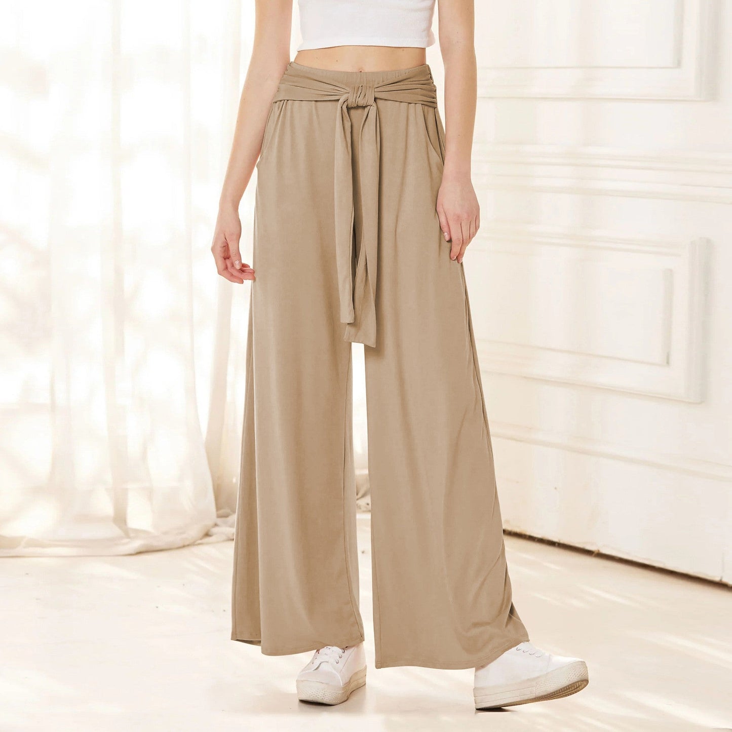 Pantalon palazzo élégant pour femmes avec ceinture large à nouer de berg-feldt