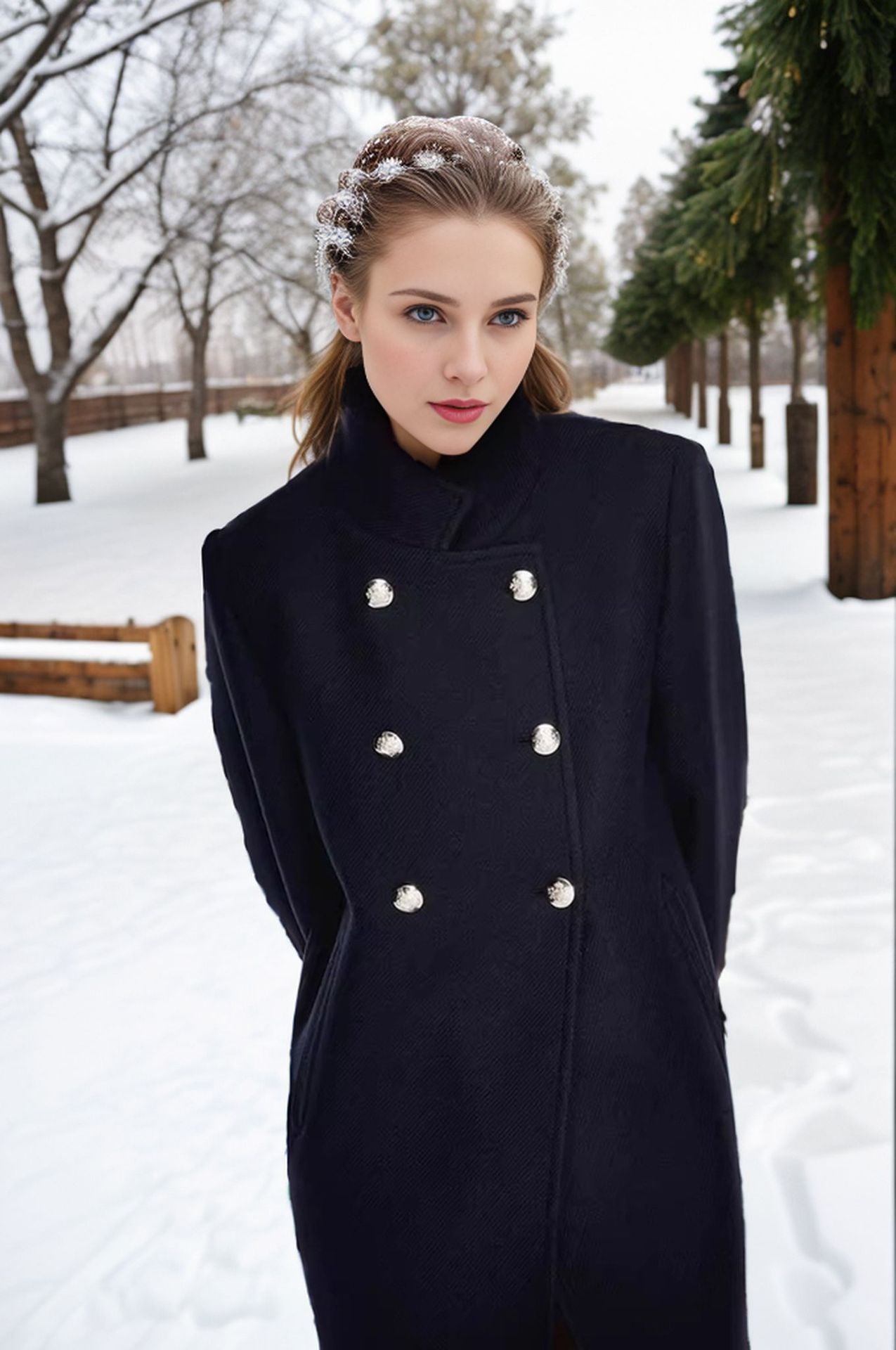Manteau court tendance pour femme avec double boutonnage et col montant élégant Berg-Feldt