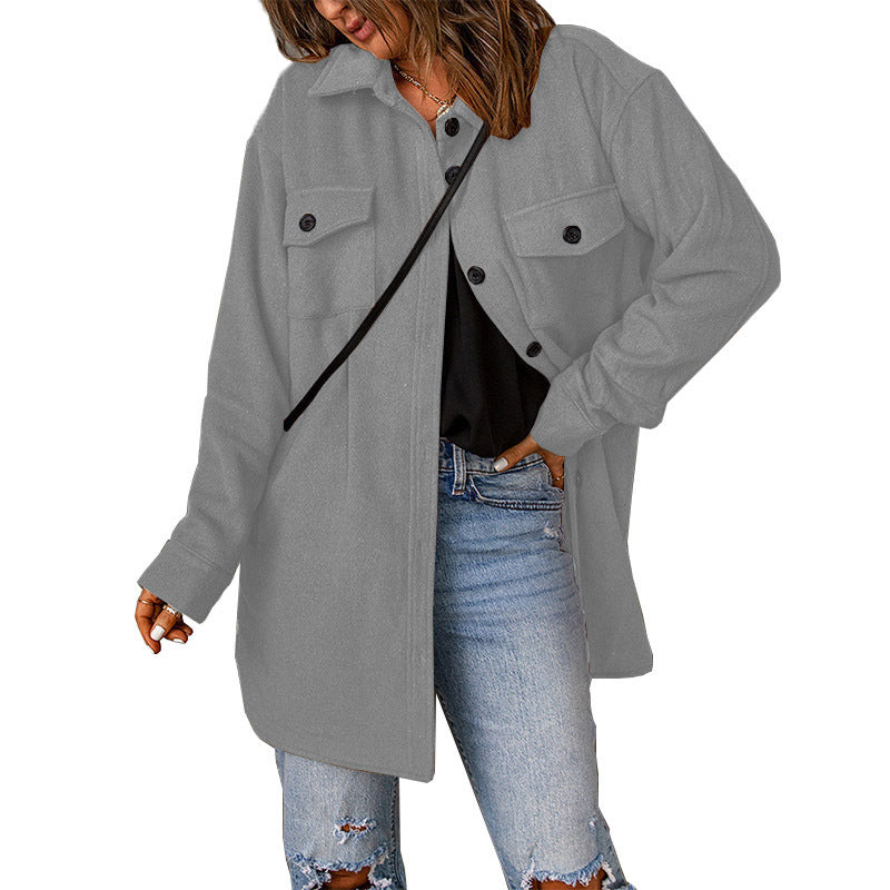 Chemisier-veste à manches longues grande taille pour femme avec poches plaquées fonctionnelles et coupe décontractée Berg-Feldt
