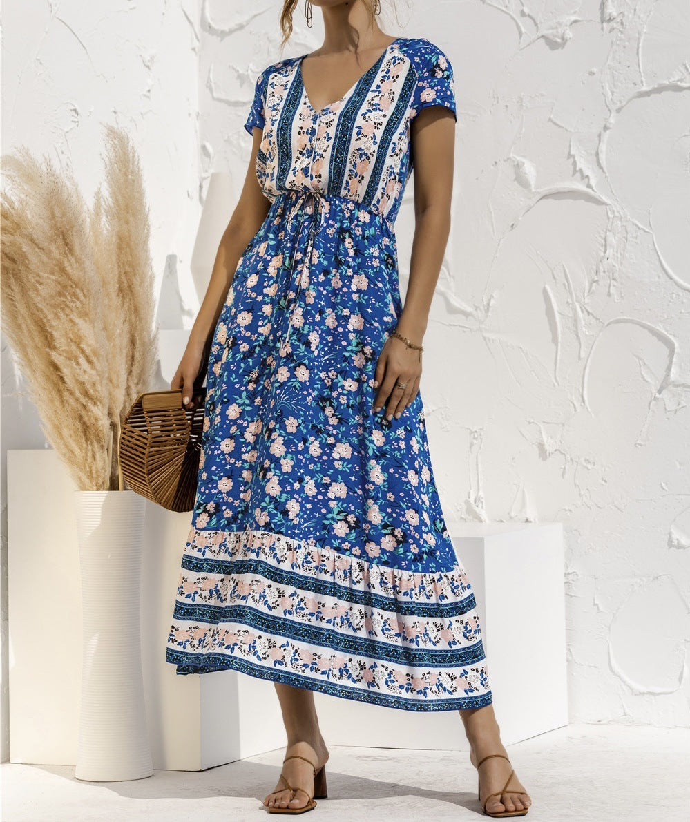 Elegantes Maxikleid für Damen mit Blumenmuster und Taillengürtel von berg-feldt
