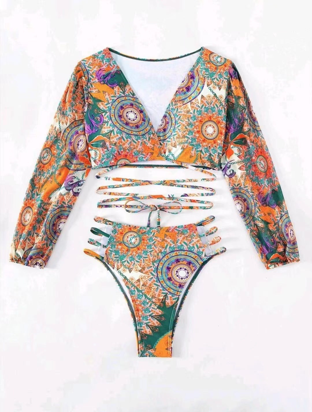 Maillot de bain deux pièces à découpes et manches longues par berg-feldt