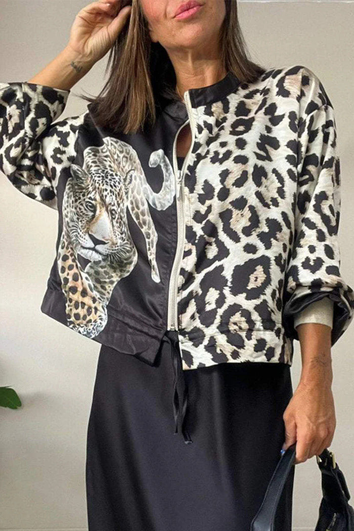 Bomber décontracté femme avec motif léopard extravagant Berg-Feldt