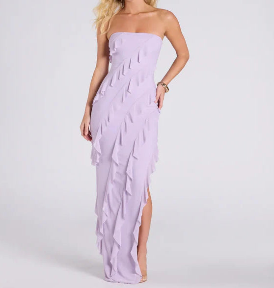 Robe longue sans bretelles, froncée, Bergfeld