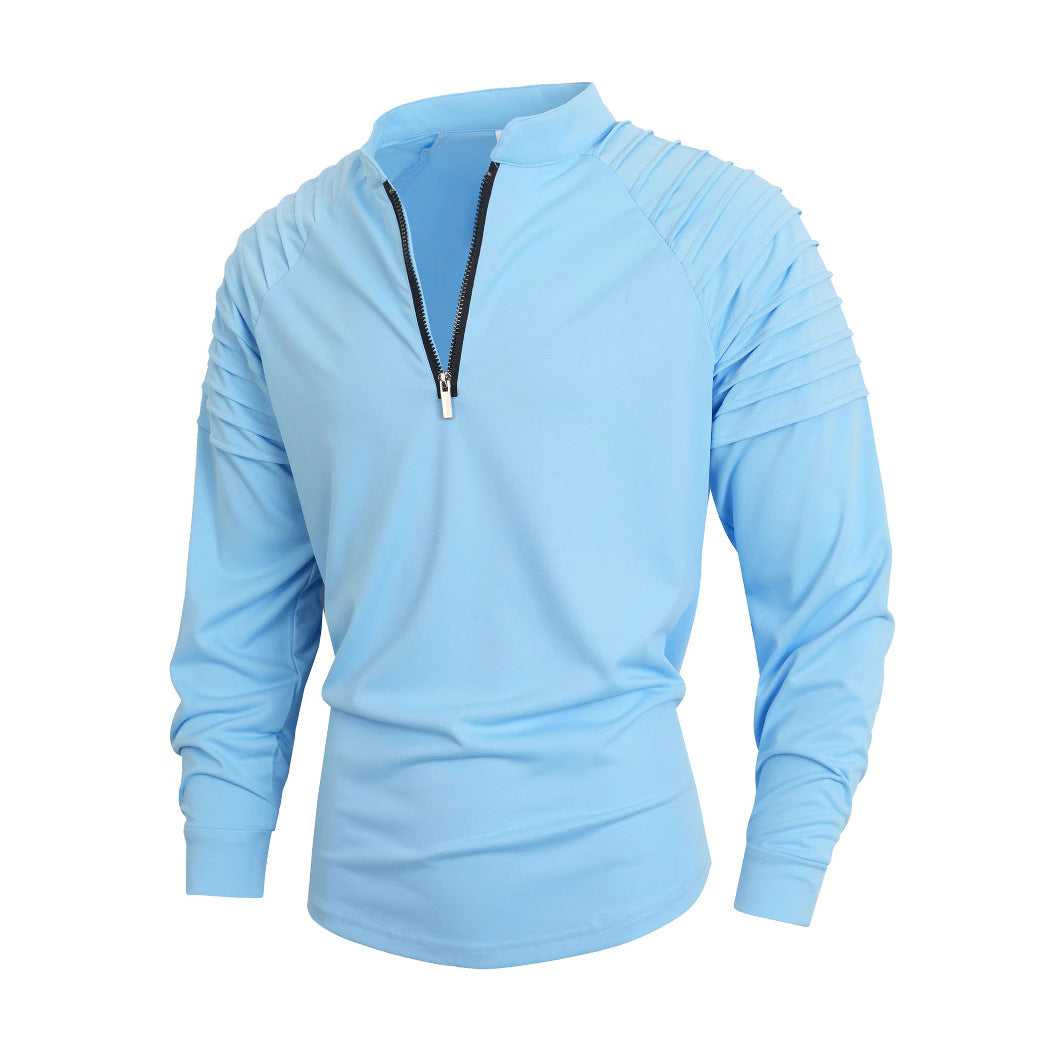 Herren Langarmshirt mit modernem Stehkragen und Reißverschluss Berg-Feldt