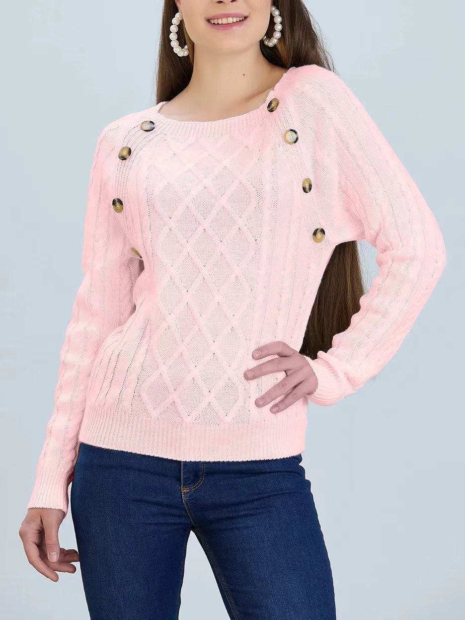 Pull en maille jacquard motif losanges et boutons décoratifs Berg-Feldt