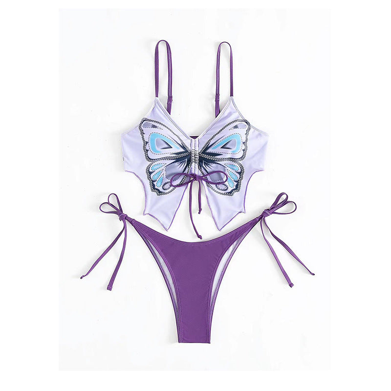 Ensemble de bikini femme Berg-Feldt, coupe haute, imprimé papillons