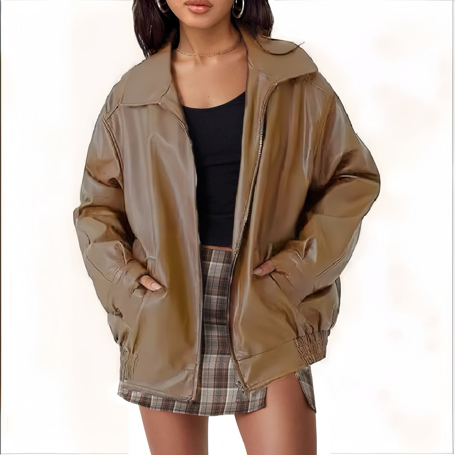 Veste Berg-Feldt pour femmes en similicuir, coupe ample et tendance