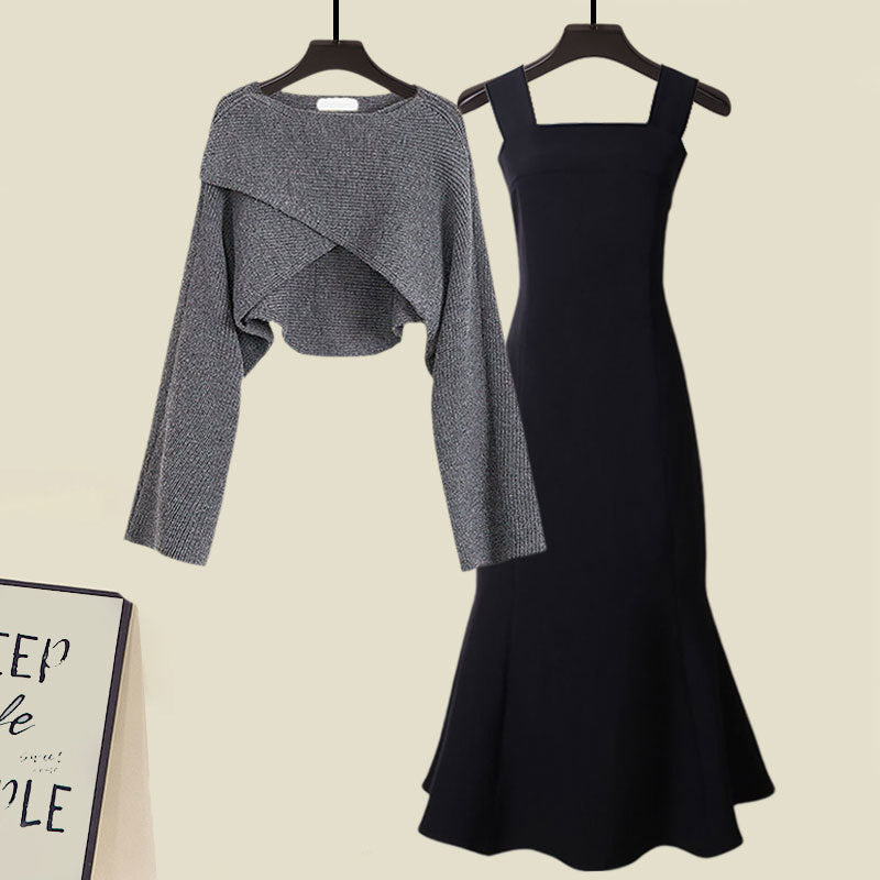 Berg-Feldt | Ensemble deux pièces en pull à point croisé de haute qualité et robe à queue de sirène