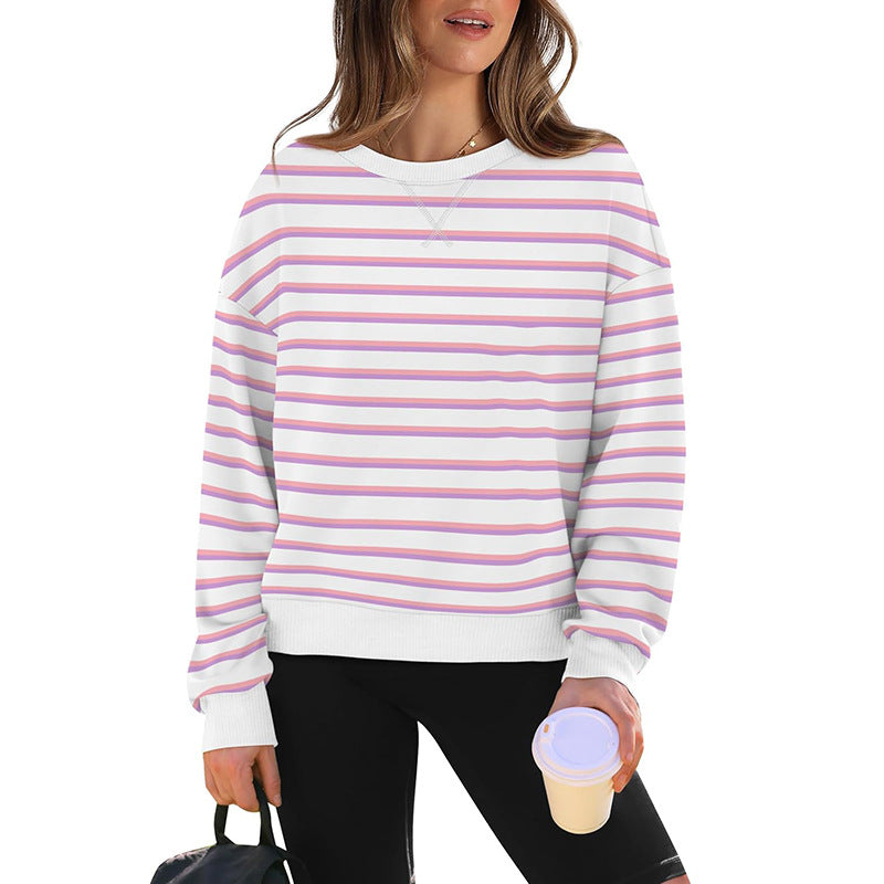 Sweatshirt décontracté pour femme avec motif rayé moderne et col rond Berg-Feldt