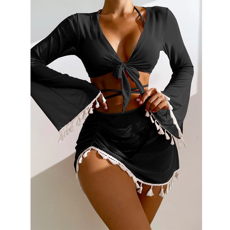 Elegantes Damen Bademoden Set mit Raffungen und Fransen von berg-feldt